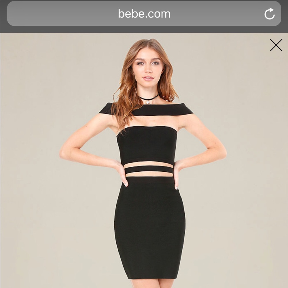 Bebe off shoulder cutout dress